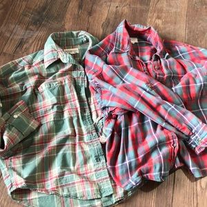 2 denim&supply cropped plaid shirts